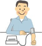 血圧測定する男性のイラスト